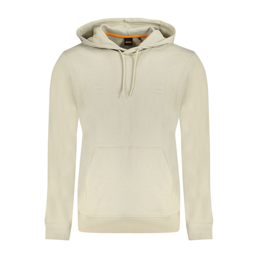Beige Cotton Men SweaterIndulge in the epitome of casual sophistication with Hugo Boss’s beige long-sleeved hooded sweatshirt. Crafted from the finest brushed cotton for unparalleled comfort, this garment is both a nod to classic style and a statement of
