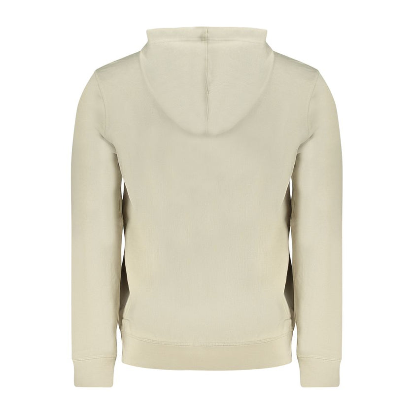 Beige Cotton Men SweaterIndulge in the epitome of casual sophistication with Hugo Boss’s beige long-sleeved hooded sweatshirt. Crafted from the finest brushed cotton for unparalleled comfort, this garment is both a nod to classic style and a statement of