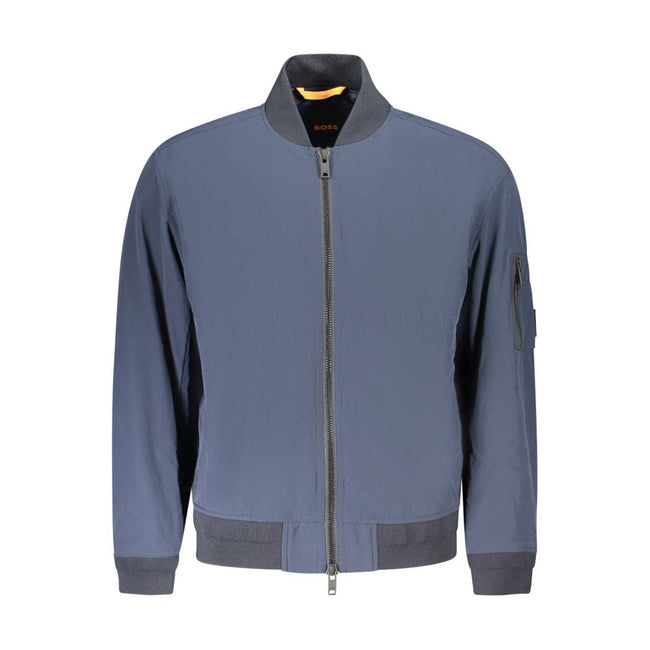 Blue Polyamide Men JacketElevate your wardrobe with the unmistakable sophistication of Hugo Boss. Presenting a versatile blue jacket that defines modern luxury, tailored for the style-conscious individual. Crafted for function and fashion, this piece feat