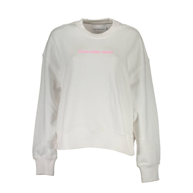 White Cotton Women SweaterDare to stand out in this effortlessly stylish Calvin Klein sweatshirt! Exuding casual sophistication, this long-sleeve, crew neck top boasts an iconic Calvin Klein logo, making it the centerpiece of any trend-forward wardrobe. D