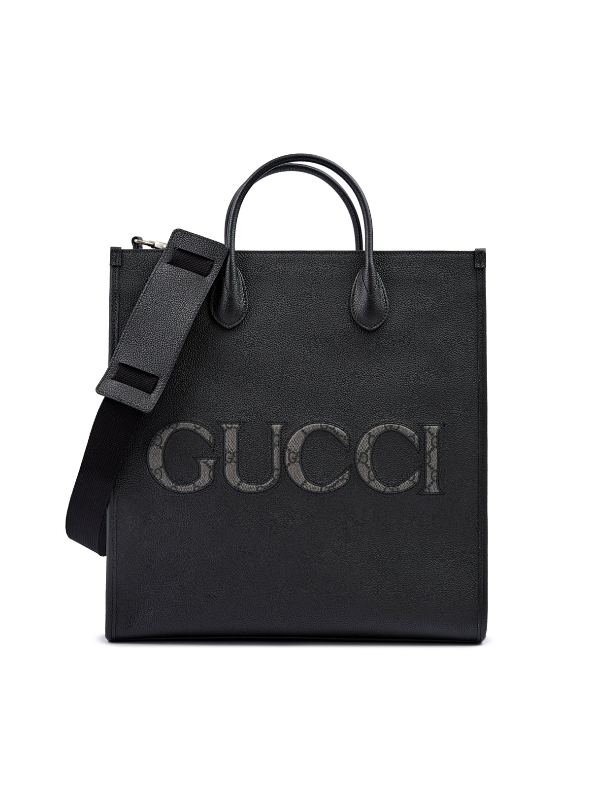 Black Leather Logo Medium Tote BagGUCCI Gorgeous brand new, 100% Authentic Gucci women’s Black Leather Logo Medium Tote Bag. Model: Tote Bag Color: Black Material: 100% Leather 120cm removable and adjustable shoulder strap. One internal compartment with o