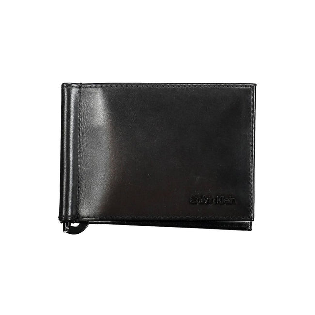 Black Leather Men WalletElevate your essentials with the sleek sophistication of a Calvin Klein wallet. Expertly crafted from premium leather, this piece is as functional as it is stylish. Boasting a practical money clip and double card spaces, it ensures