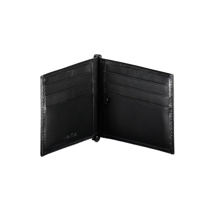 Black Leather Men WalletElevate your essentials with the sleek sophistication of a Calvin Klein wallet. Expertly crafted from premium leather, this piece is as functional as it is stylish. Boasting a practical money clip and double card spaces, it ensures