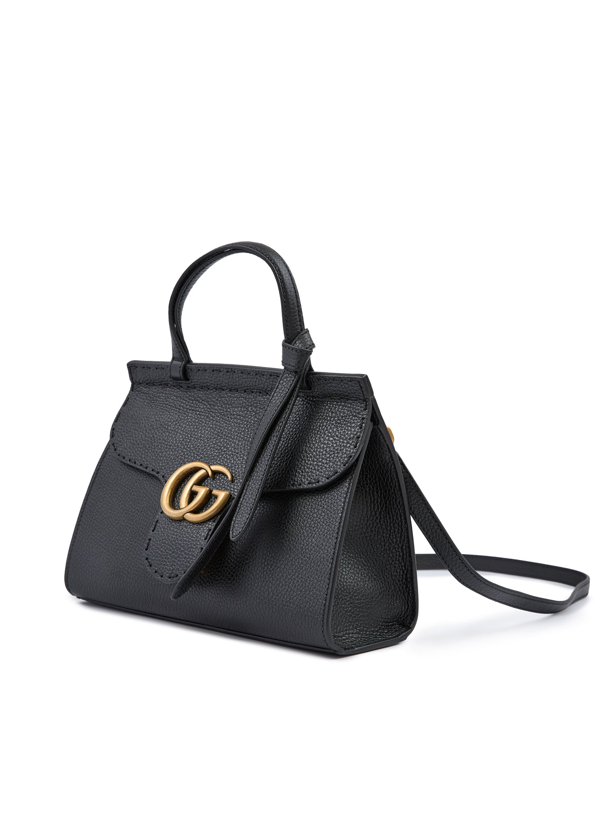 Black Leather GG Marmont HandbagGUCCI Gorgeous brand new, 100% Authentic Gucci women’s Black Leather GG Marmont Handbag. Model: GG Marmont Cellarius Color: Black/ Gold Hardware Material: 100% Leather 110cm removable and adjustable shoulder strap shoulder