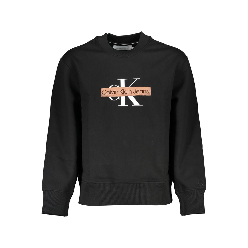 Black Cotton Men SweaterUnleash your style with this sleek Calvin Klein long-sleeved sweatshirt. Crafted to perfection, it offers a timeless crew neck design enhanced by the brand’s iconic print and logo, merging comfort with trendy aesthetics. Ideal for