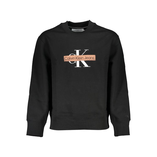 Black Cotton Men SweaterUnleash your style with this sleek Calvin Klein long-sleeved sweatshirt. Crafted to perfection, it offers a timeless crew neck design enhanced by the brand’s iconic print and logo, merging comfort with trendy aesthetics. Ideal for