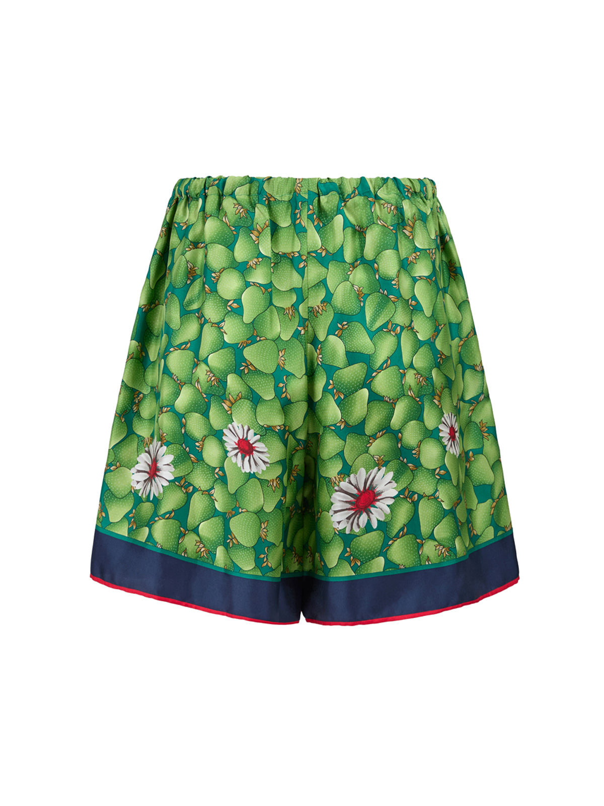 Green Silk Shorts with Flower Print by Gucci