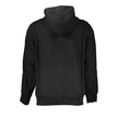 Black Cotton Men Sweater with Hood and PocketsRevamp your wardrobe with the epitome of sleek comfort—Calvin Klein’s long-sleeved sweatshirt. Crafted with a blend of 95% regenerative cotton, this hoodie is a nod to sustainable style without compromising on