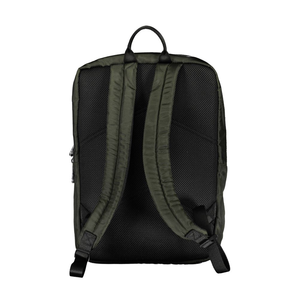 Green Polyester Men BackpackStep into the urban jungle with Calvin Klein’s sleek backpack, crafted for the modern voyager. Merging style with functionality, this green accessory boasts an external pocket for easy access, an internal laptop space to keep y