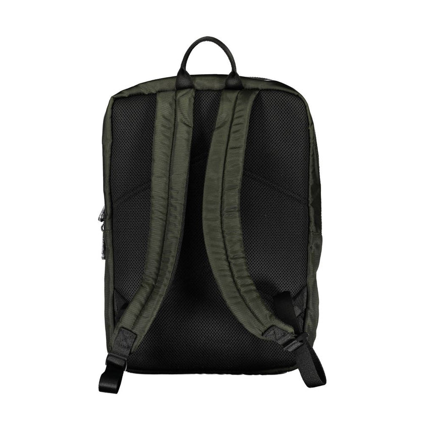 Green Polyester Men BackpackStep into the urban jungle with Calvin Klein’s sleek backpack, crafted for the modern voyager. Merging style with functionality, this green accessory boasts an external pocket for easy access, an internal laptop space to keep y