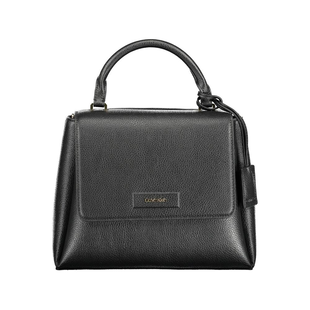 Black Polyester Women HandbagStep into the vanguard of fashion with the Calvin Klein handbag, expertly designed to encapsulate both functionality and elegance. This sophisticated accessory is a testament to the mindful fashionista, boasting 100% recycled