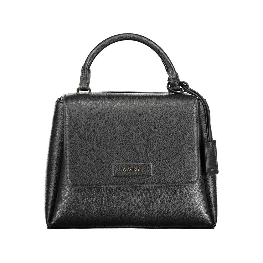Black Polyester Women HandbagStep into the vanguard of fashion with the Calvin Klein handbag, expertly designed to encapsulate both functionality and elegance. This sophisticated accessory is a testament to the mindful fashionista, boasting 100% recycled