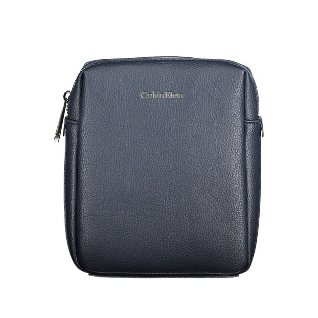 Blue Polyester Men Shoulder BagElevate your accessory game with a touch of sustainability courtesy of Calvin Klein. This dynamic blue shoulder bag boasts an adjustable strap for versatile wear, complemented by a sleek zipper closure and a discreet yet rec