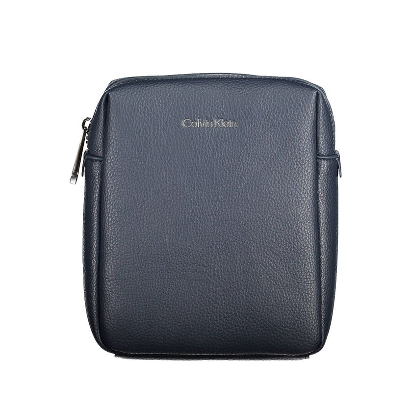 Blue Polyester Men Shoulder BagElevate your accessory game with a touch of sustainability courtesy of Calvin Klein. This dynamic blue shoulder bag boasts an adjustable strap for versatile wear, complemented by a sleek zipper closure and a discreet yet rec