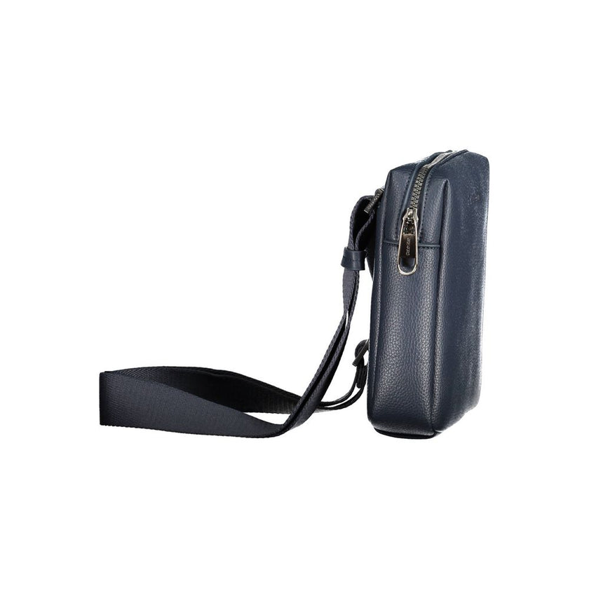 Blue Polyester Men Shoulder BagElevate your accessory game with a touch of sustainability courtesy of Calvin Klein. This dynamic blue shoulder bag boasts an adjustable strap for versatile wear, complemented by a sleek zipper closure and a discreet yet rec
