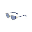 Gray Metal Women SunglassesInfuse your vision with a touch of refined elegance with these Calvin Klein sunglasses. Crafted for the fashion-forward, these metal frames boast a sleek rectangular design, complemented by the cool allure of blue lenses. Perfec
