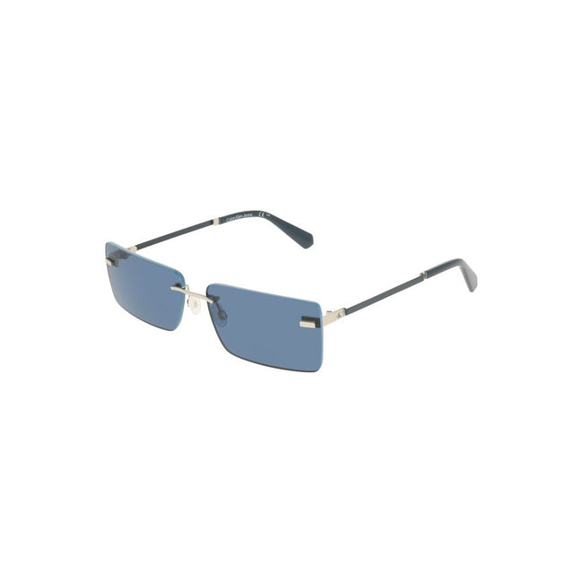 Blue Metal Women SunglassDelve into the world of chic sophistication with these striking Calvin Klein sunglasses. Crafted with precision, their metal frames boast a sleek rectangular lens that will elevate any ensemble. The captivating blue lenses not onl