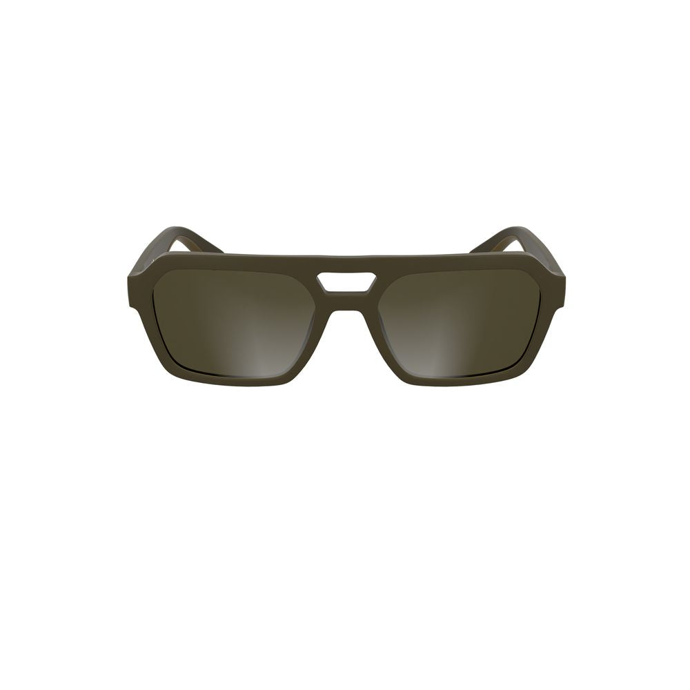 Brown Bio-Based Fabric Men SunglassesExperience the epitome of bold sophistication with these Calvin Klein sunglasses, a statement in luxury fashion. Crafted with eco-conscious bio-based frames, they boast a classic square lens design, complemented by a r