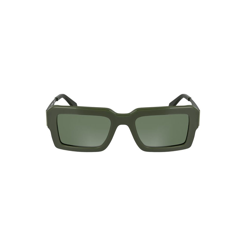 Green Acetate Women SunglassesMake a statement with Calvin Klein’s sleek sophistication. These sunglasses feature an acetate frame that perfectly encapsulates modern refinement. The rectangular green lenses lend an air of mysterious allure while ensuring