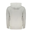 Gray Cotton Men SweaterElevate your wardrobe with the timeless sophistication of Calvin Klein. This sleek, gray hooded sweatshirt is crafted from a plush 95% regenerative cotton blend, offering an eco-friendly approach to luxury fashion. Featuring a centr