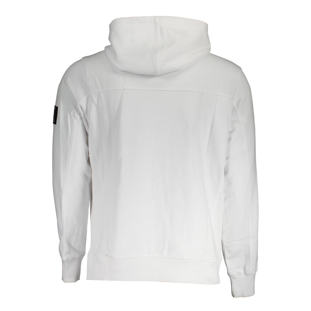 White Cotton Men's SweaterUnleash the essence of urban sophistication with this Calvin Klein masterpiece: a sleek white hoodie that effortlessly melds comfort with high street fashion. The long sleeves and central pocket provide practicality, while the bo