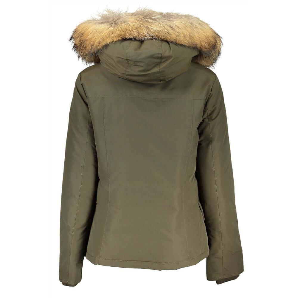 Green Cotton Jackets & CoatLONG SLEEVED JACKET WITH HOOD AND REMOVABLE FUR, 2 POCKETS, ZIP AND BUTTONS, LOGOGreen Cotton Jackets & Coat${tagsWoolrichAulae Green Cotton Jackets & Coat WoolrichAulae Green Cotton Jackets & Coat LONG SLEEVED JACKET WITH HOOD