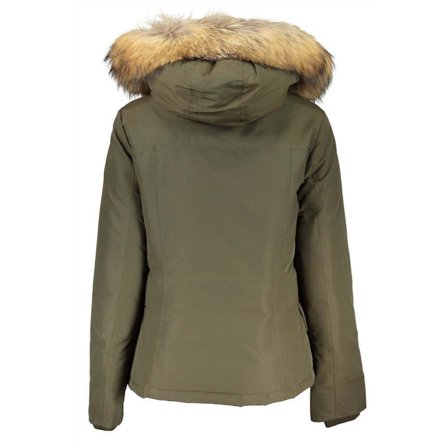 Green Cotton Jackets & CoatLONG SLEEVED JACKET WITH HOOD AND REMOVABLE FUR, 2 POCKETS, ZIP AND BUTTONS, LOGOGreen Cotton Jackets & Coat${tagsWoolrichAulae Green Cotton Jackets & Coat WoolrichAulae Green Cotton Jackets & Coat LONG SLEEVED JACKET WITH HOOD