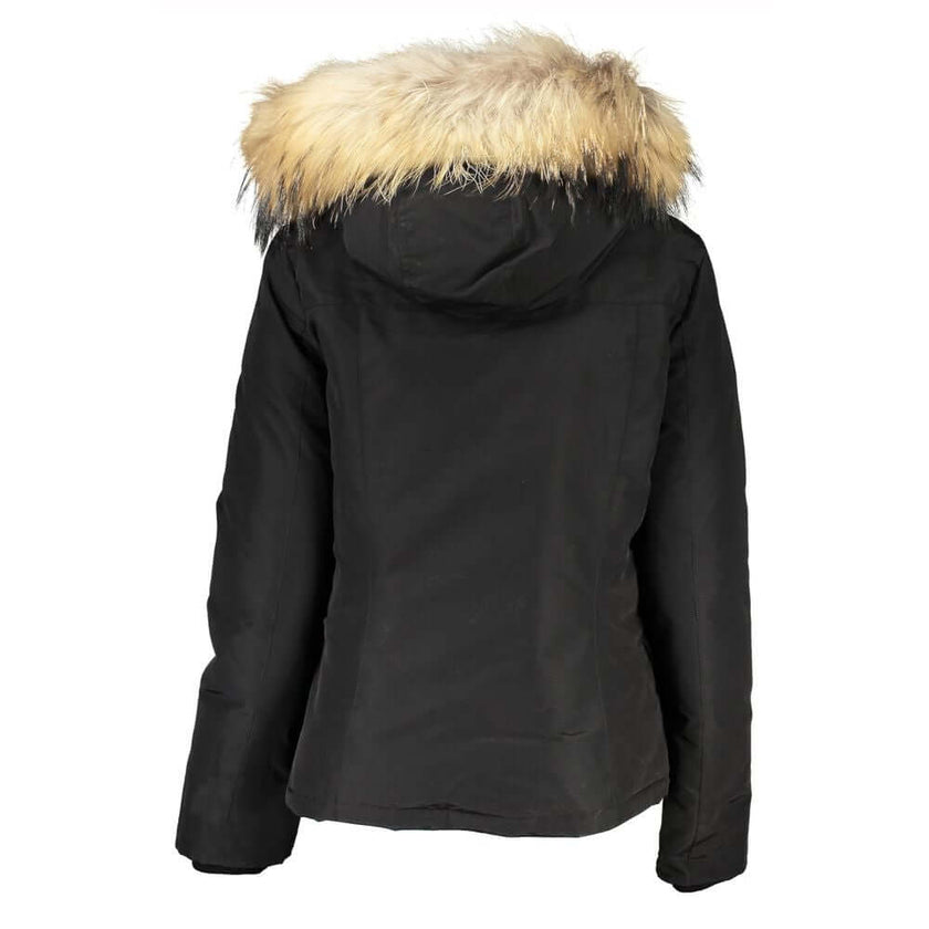 Black Cotton Jackets & CoatLONG SLEEVED JACKET WITH HOOD AND REMOVABLE FUR, 2 POCKETS, ZIP AND BUTTONS, LOGOBlack Cotton Jackets & Coat${tagsWoolrichAulae Black Cotton Jackets & Coat WoolrichAulae Black Cotton Jackets & Coat LONG SLEEVED JACKET WITH HOOD