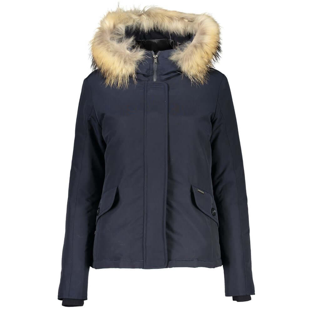 Blue Cotton Jackets & CoatLONG SLEEVED JACKET WITH HOOD AND REMOVABLE FUR, 2 POCKETS, ZIP AND BUTTONS, LOGOBlue Cotton Jackets & Coat${tagsWoolrichAulae Blue Cotton Jackets & Coat WoolrichAulae Blue Cotton Jackets & Coat LONG SLEEVED JACKET WITH HOOD AND