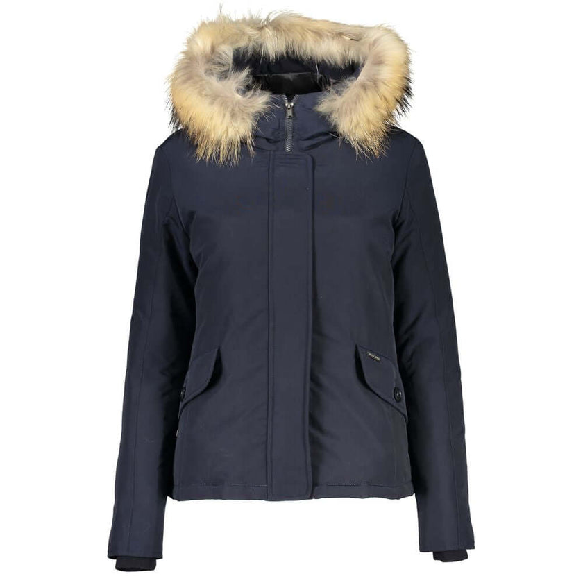 Blue Cotton Jackets & CoatLONG SLEEVED JACKET WITH HOOD AND REMOVABLE FUR, 2 POCKETS, ZIP AND BUTTONS, LOGOBlue Cotton Jackets & Coat${tagsWoolrichAulae Blue Cotton Jackets & Coat WoolrichAulae Blue Cotton Jackets & Coat LONG SLEEVED JACKET WITH HOOD AND