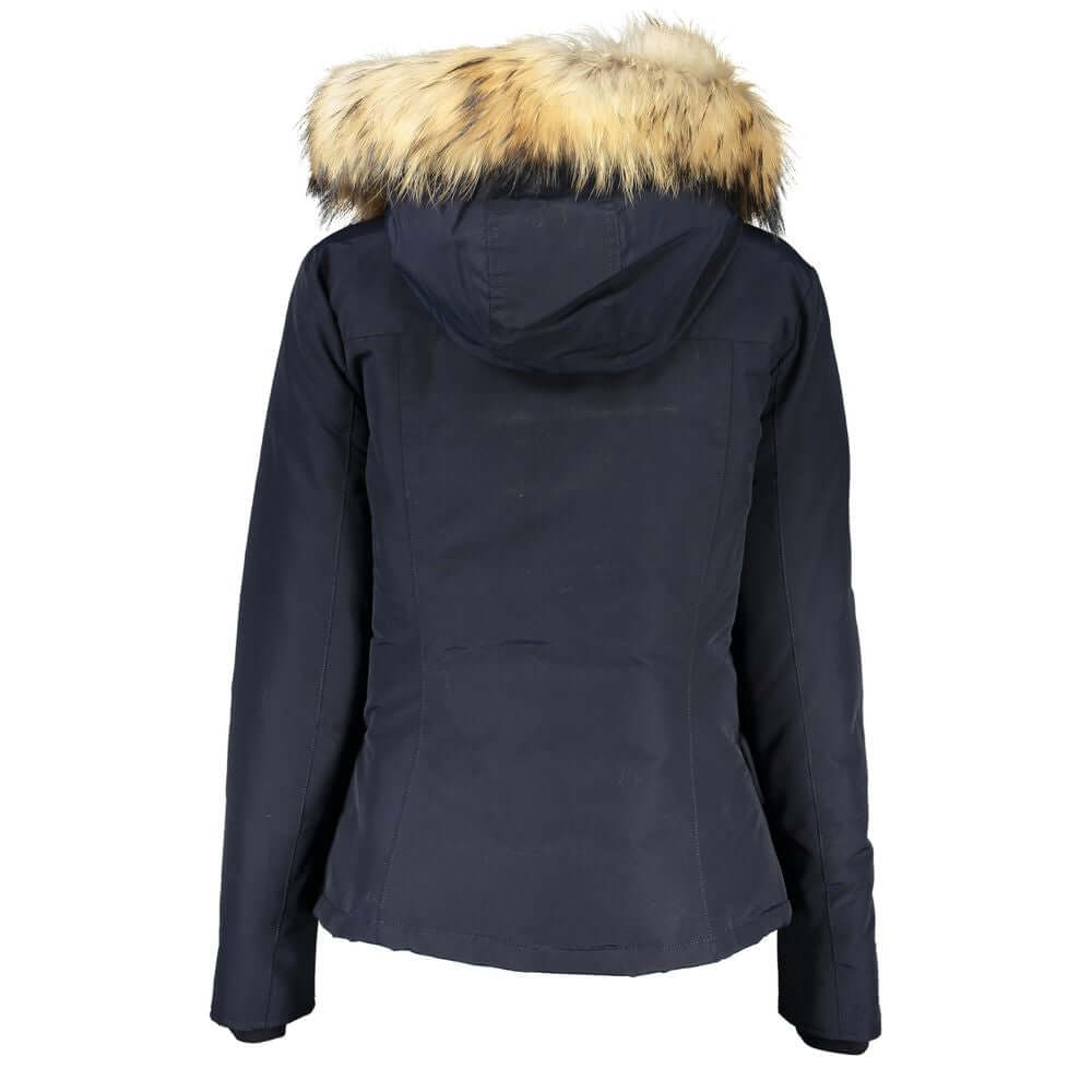 Blue Cotton Jackets & CoatLONG SLEEVED JACKET WITH HOOD AND REMOVABLE FUR, 2 POCKETS, ZIP AND BUTTONS, LOGOBlue Cotton Jackets & Coat${tagsWoolrichAulae Blue Cotton Jackets & Coat WoolrichAulae Blue Cotton Jackets & Coat LONG SLEEVED JACKET WITH HOOD AND