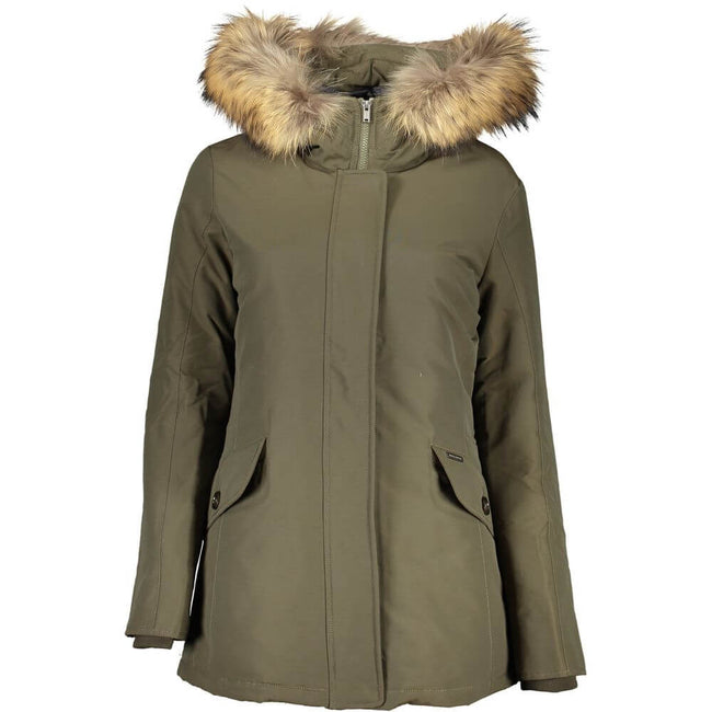 Green Cotton Jackets & CoatLONG SLEEVED JACKET WITH HOOD AND REMOVABLE FUR, 2 POCKETS, ZIP AND BUTTONS, LOGOGreen Cotton Jackets & Coat${tagsWoolrichAulae Green Cotton Jackets & Coat WoolrichAulae Green Cotton Jackets & Coat LONG SLEEVED JACKET WITH HOOD