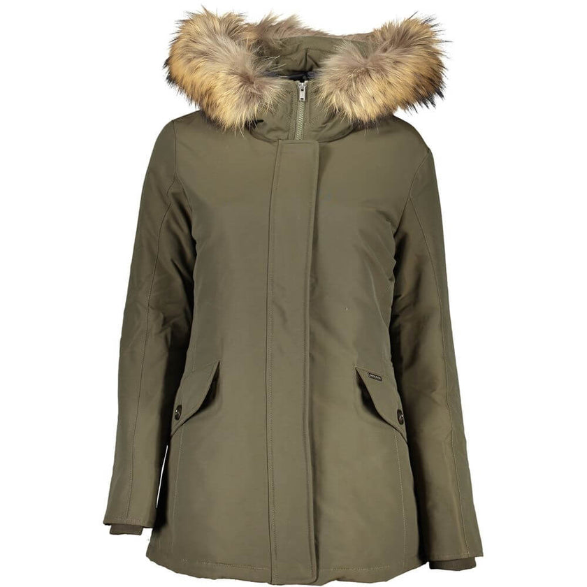 Green Cotton Jackets & CoatLONG SLEEVED JACKET WITH HOOD AND REMOVABLE FUR, 2 POCKETS, ZIP AND BUTTONS, LOGOGreen Cotton Jackets & Coat${tagsWoolrichAulae Green Cotton Jackets & Coat WoolrichAulae Green Cotton Jackets & Coat LONG SLEEVED JACKET WITH HOOD