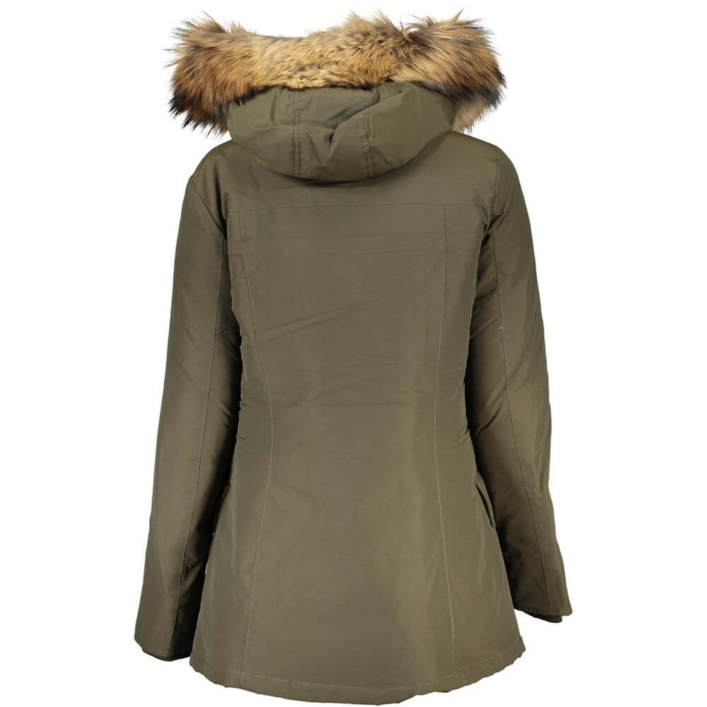 Green Cotton Jackets & CoatLONG SLEEVED JACKET WITH HOOD AND REMOVABLE FUR, 2 POCKETS, ZIP AND BUTTONS, LOGOGreen Cotton Jackets & Coat${tagsWoolrichAulae Green Cotton Jackets & Coat WoolrichAulae Green Cotton Jackets & Coat LONG SLEEVED JACKET WITH HOOD