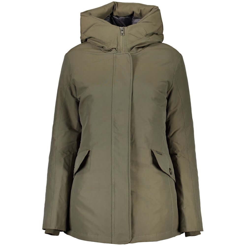 Green Cotton Jackets & CoatLONG SLEEVED JACKET WITH HOOD, 2 POCKETS, ZIP AND BUTTONS, LOGOGreen Cotton Jackets & Coat${tagsWoolrichAulae Green Cotton Jackets & Coat WoolrichAulae Green Cotton Jackets & Coat LONG SLEEVED JACKET WITH HOOD, 2 POCKETS, ZIP AN