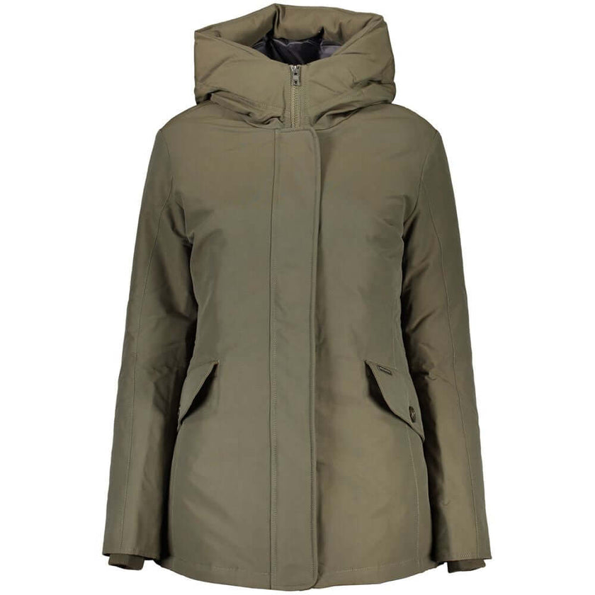 Green Cotton Jackets & CoatLONG SLEEVED JACKET WITH HOOD, 2 POCKETS, ZIP AND BUTTONS, LOGOGreen Cotton Jackets & Coat${tagsWoolrichAulae Green Cotton Jackets & Coat WoolrichAulae Green Cotton Jackets & Coat LONG SLEEVED JACKET WITH HOOD, 2 POCKETS, ZIP AN