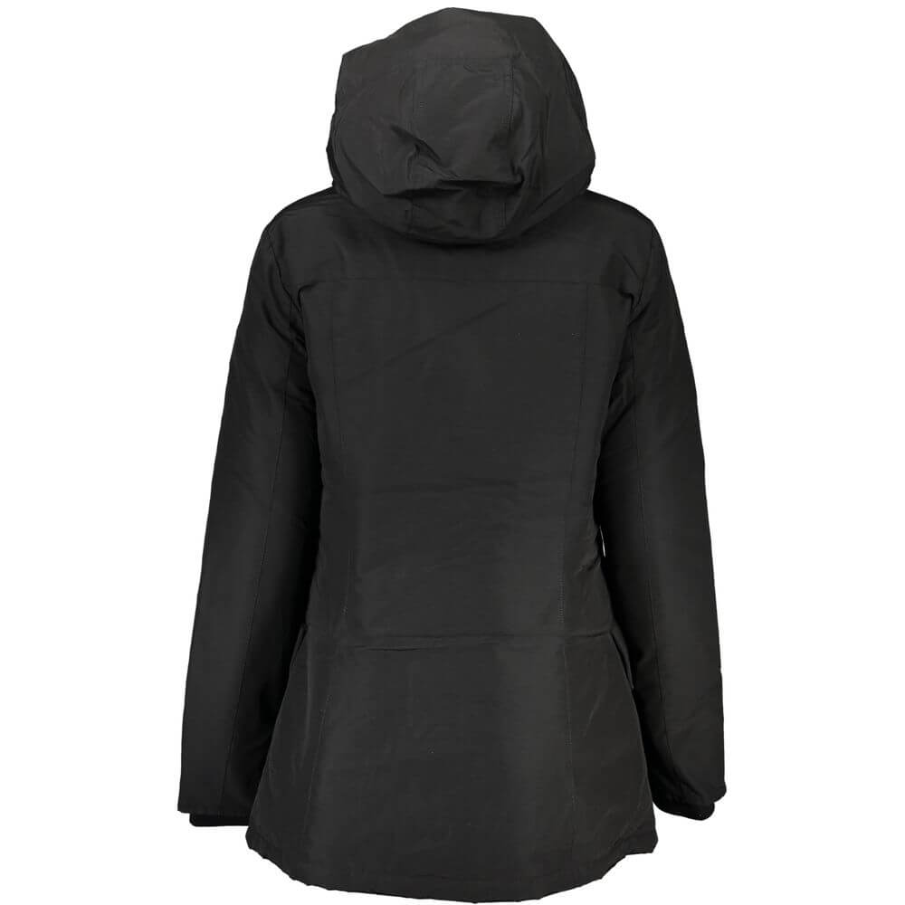 Black Cotton Jackets & CoatLONG SLEEVED JACKET WITH HOOD, 2 POCKETS, ZIP AND BUTTONS, LOGOBlack Cotton Jackets & Coat${tagsWoolrichAulae Black Cotton Jackets & Coat WoolrichAulae Black Cotton Jackets & Coat LONG SLEEVED JACKET WITH HOOD, 2 POCKETS, ZIP AN