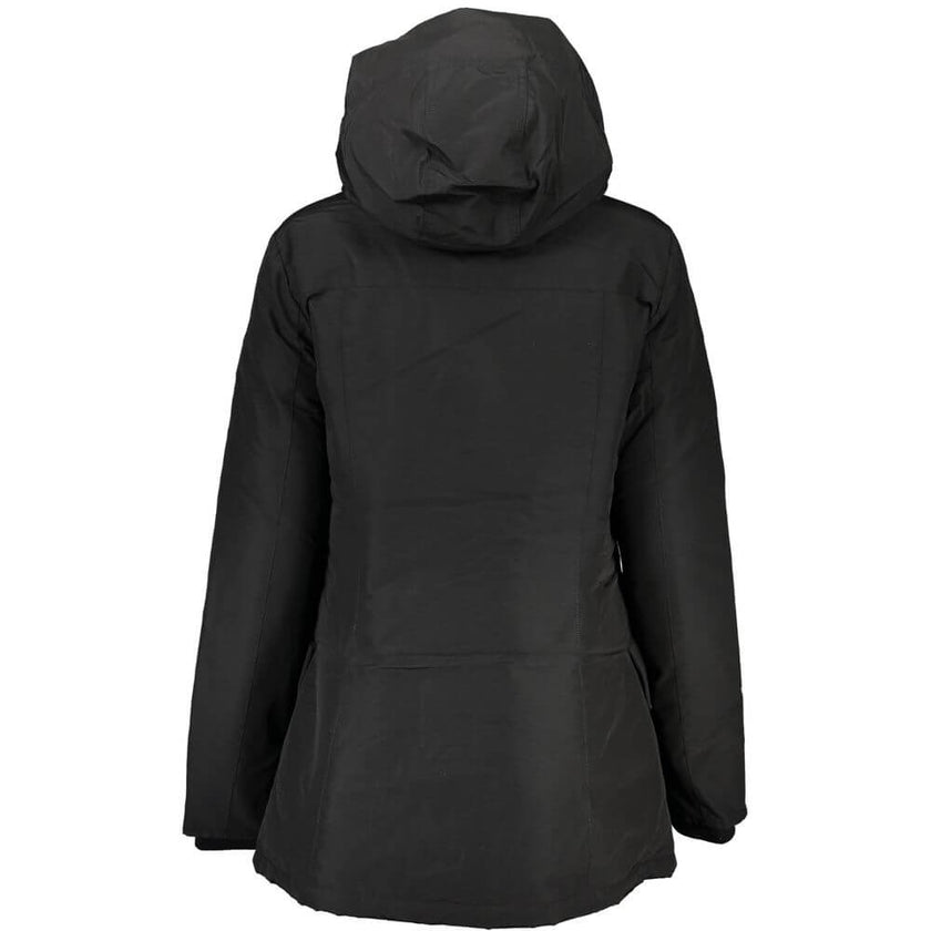 Black Cotton Jackets & CoatLONG SLEEVED JACKET WITH HOOD, 2 POCKETS, ZIP AND BUTTONS, LOGOBlack Cotton Jackets & Coat${tagsWoolrichAulae Black Cotton Jackets & Coat WoolrichAulae Black Cotton Jackets & Coat LONG SLEEVED JACKET WITH HOOD, 2 POCKETS, ZIP AN