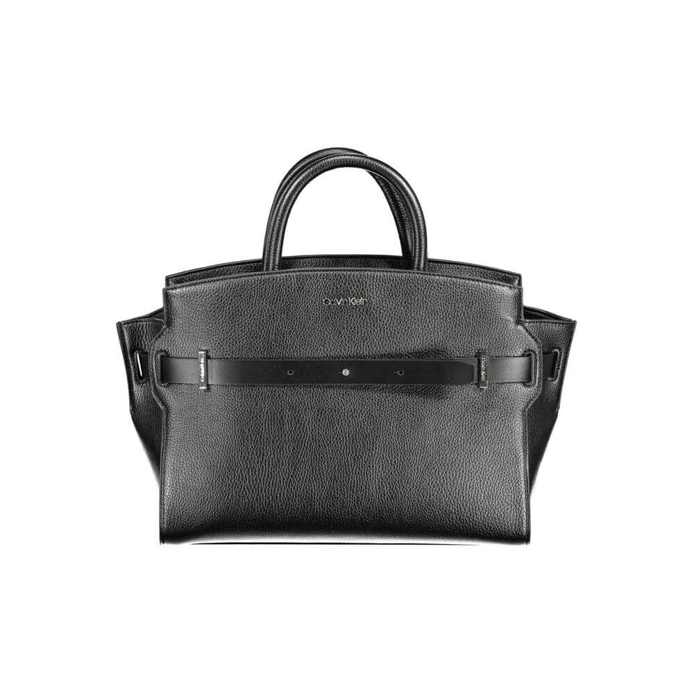 Black Polyethylene Women HandbagElevate your accessory game with this sleek Calvin Klein marvel. Crafted for the eco-conscious fashionista, this handbag boasts a minimalist design punctuated by contrasting details. Offering versatility, it comes with twin