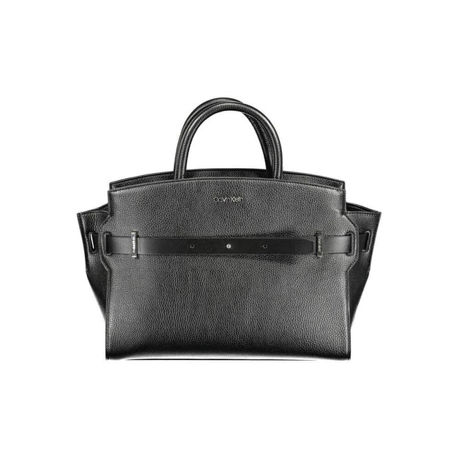 Black Polyethylene Women HandbagElevate your accessory game with this sleek Calvin Klein marvel. Crafted for the eco-conscious fashionista, this handbag boasts a minimalist design punctuated by contrasting details. Offering versatility, it comes with twin
