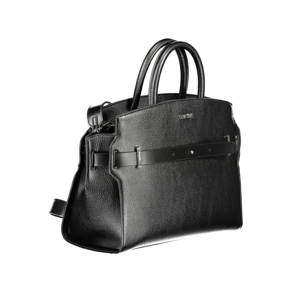 Black Polyethylene Women HandbagElevate your accessory game with this sleek Calvin Klein marvel. Crafted for the eco-conscious fashionista, this handbag boasts a minimalist design punctuated by contrasting details. Offering versatility, it comes with twin