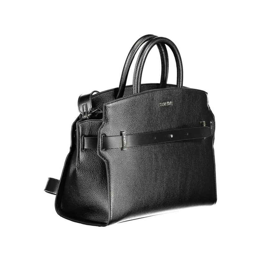 Black Polyethylene Women HandbagElevate your accessory game with this sleek Calvin Klein marvel. Crafted for the eco-conscious fashionista, this handbag boasts a minimalist design punctuated by contrasting details. Offering versatility, it comes with twin