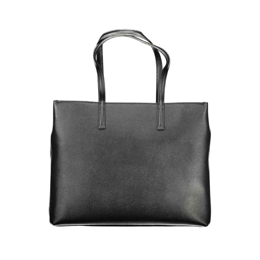 Black Polyethylene Women HandbagDiscover the epitome of modern elegance with this Calvin Klein handbag. Crafted with meticulous attention to detail, it boasts contrasting accents that set the tone for a bold fashion statement. Keep your essentials organiz
