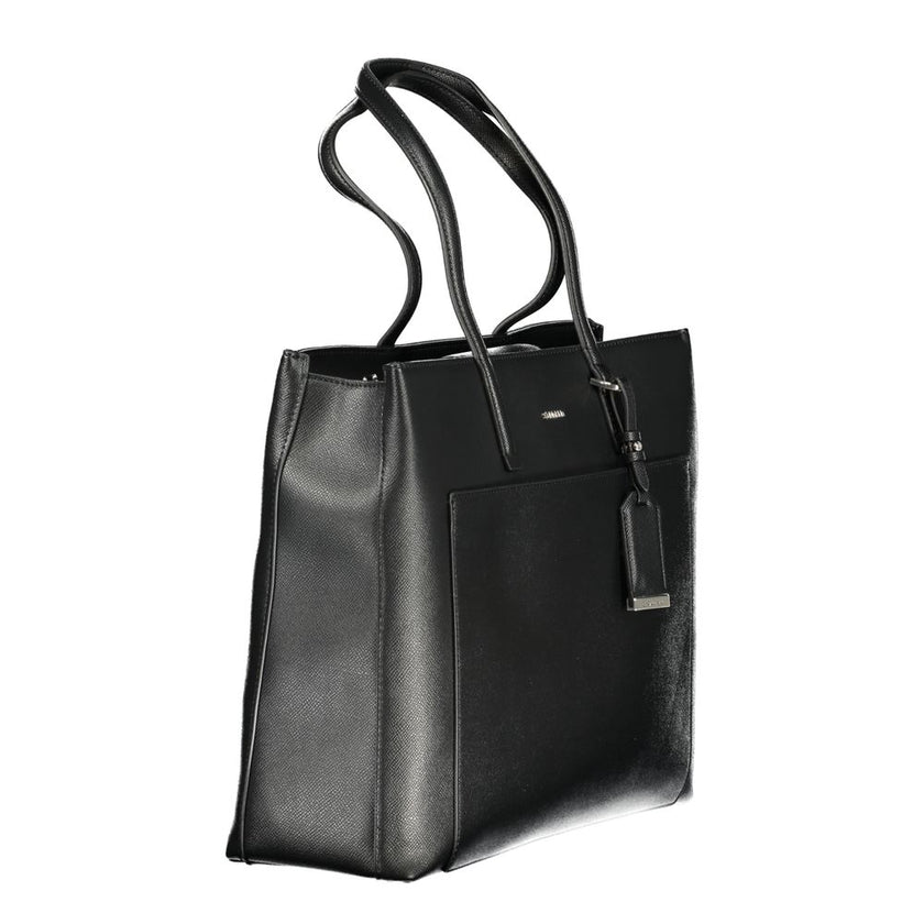 Black Polyethylene Women HandbagDiscover the epitome of modern elegance with this Calvin Klein handbag. Crafted with meticulous attention to detail, it boasts contrasting accents that set the tone for a bold fashion statement. Keep your essentials organiz
