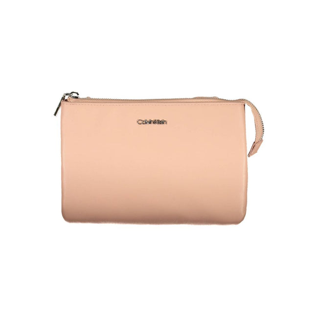 Pink Polyester Women HandbagDare to stand out with this sleek Calvin Klein handbag, a true testament to eco-chic fashion. Featuring a bold pink hue that makes a statement, this bag is designed with practicality in mind, offering two compartments and an in