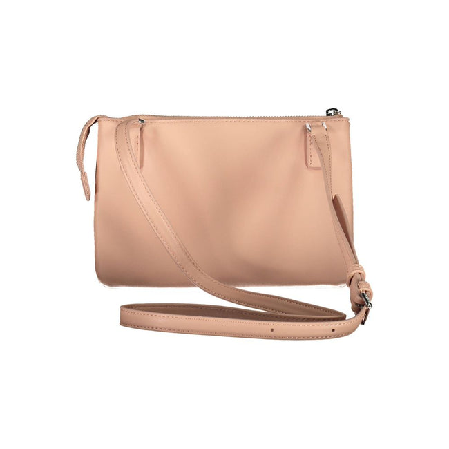 Pink Polyester Women HandbagDare to stand out with this sleek Calvin Klein handbag, a true testament to eco-chic fashion. Featuring a bold pink hue that makes a statement, this bag is designed with practicality in mind, offering two compartments and an in