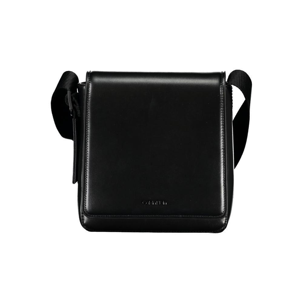 Sleek Black Shoulder Bag with Logo DetailElevate your everyday style with this sleek and functional shoulder bag by Calvin Klein. Crafted with a blend of polyester and polyethylene for durability, it features an adjustable shoulder strap for personalized