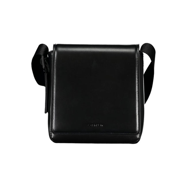 Sleek Black Shoulder Bag with Logo DetailElevate your everyday style with this sleek and functional shoulder bag by Calvin Klein. Crafted with a blend of polyester and polyethylene for durability, it features an adjustable shoulder strap for personalized