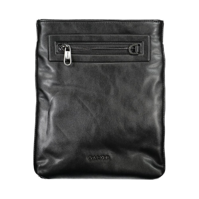 Sleek Black Shoulder Bag with Contrast DetailsDiscover functional elegance with this Calvin Klein shoulder bag, perfect for the modern man on the go. Crafted with sustainability in mind, featuring 50% recycled polyester, this accessory does not compromise