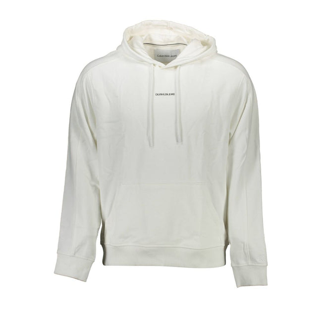 White Cotton Men SweaterElevate your everyday wardrobe with the Calvin Klein edge. This sleek long sleeve hooded sweatshirt, crafted from 100% organic cotton, defines casual luxury. A central pocket adds functionality while the bold print and iconic logo